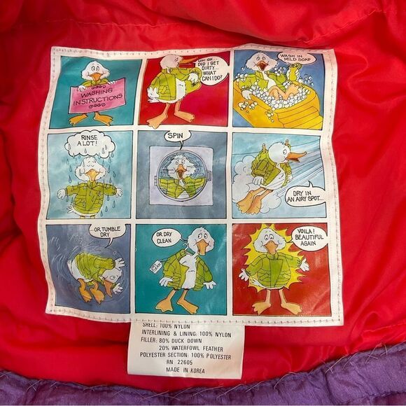 Vintage 80’s Totes Puffer Down Retro Red Purple Mid-Length Parka Coat Jacket M - Picture 7 of 10